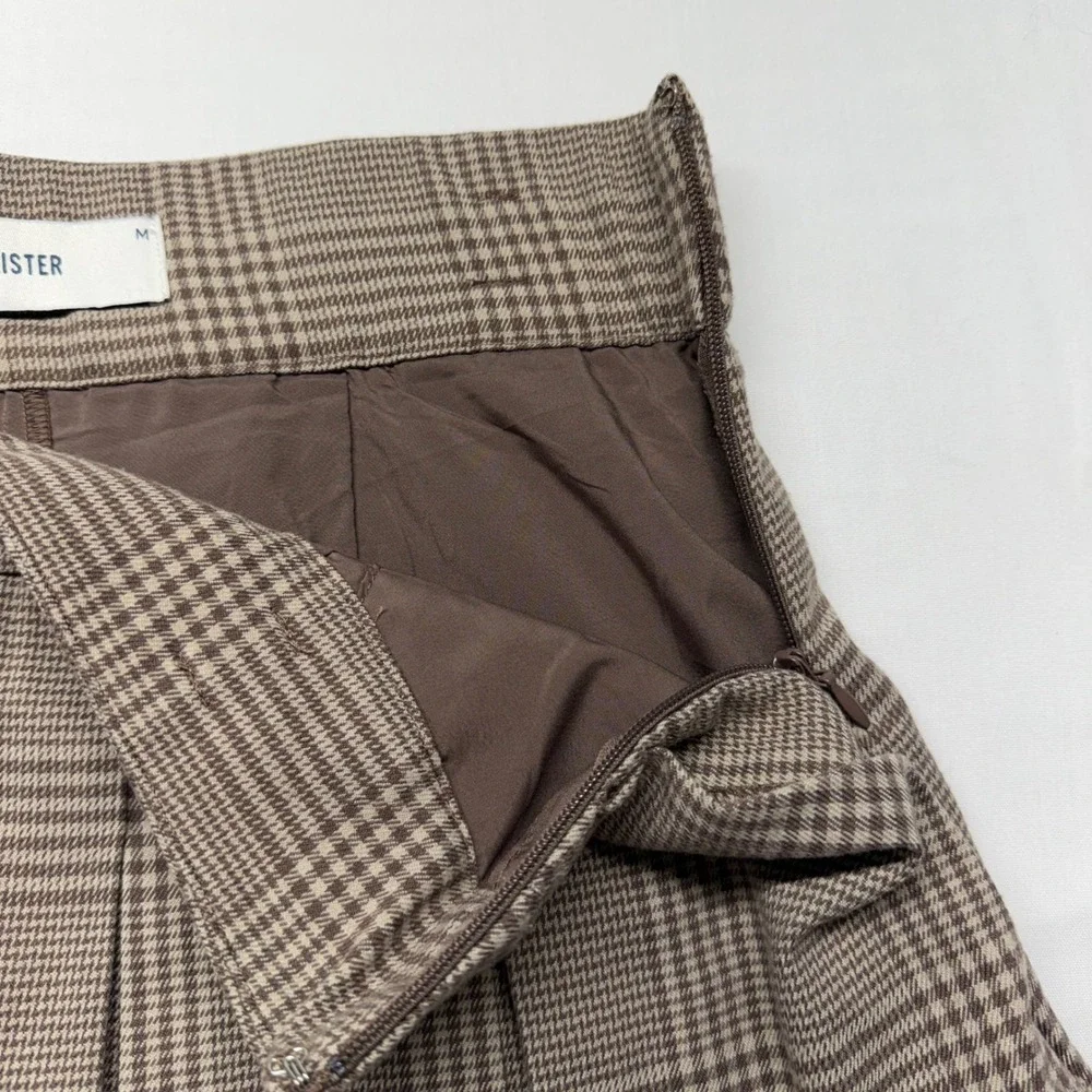 Hollister Plaid Pleated Mini Skort Brown Academia Y2K Preppy Size M - Picture 3 of 8
